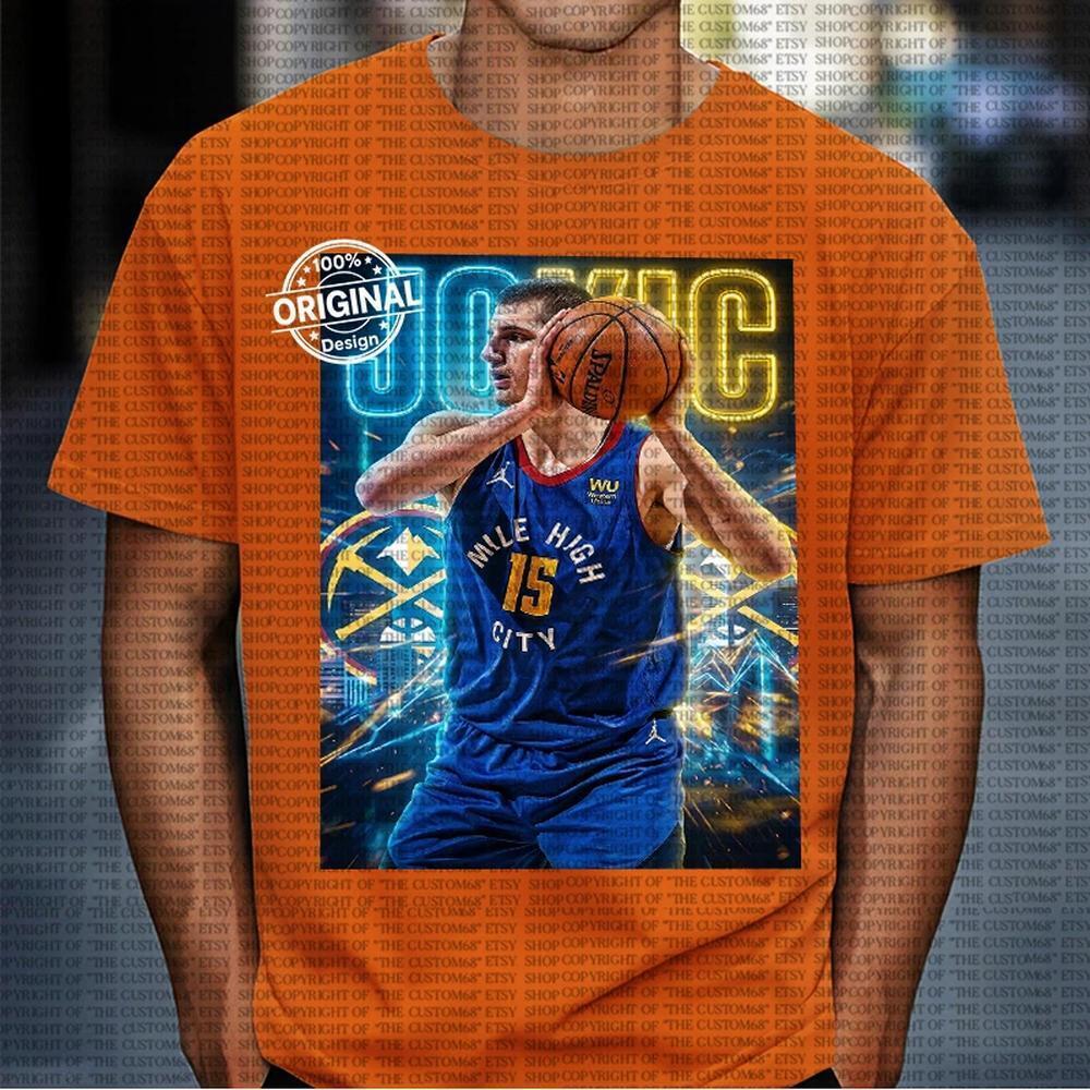 Nikola Jokic Denver Nuggets Neon Basketball Graphic Tee